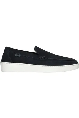 Manfield Suède loafers donkerblauw