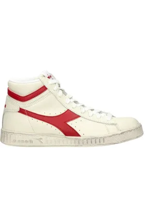 Diadora Hoge leren sneakers off white/rood