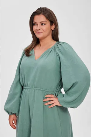 Miljuschka by Wehkamp Maxi jurk met pofmouwen