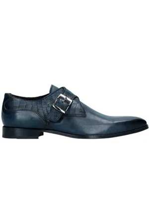 Manfield Leren gespschoenen blauw