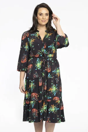 Yoek Gebloemde blousejurk DOLCE van travelstof