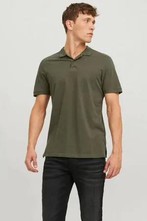 JACK & JONES ESSENTIALS slim fit polo JJEBASIC Olive Night