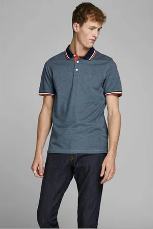 JACK & JONES ESSENTIALS slim fit polo JJEPAULOS van katoen petrol
