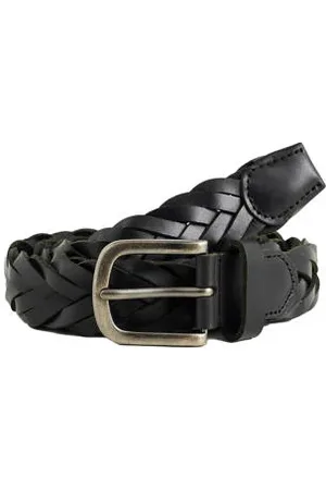 WE Fashion Gevlochten leren riem zwart