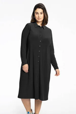 Yoek Blousejurk van travelstof midi lengte DOLCE