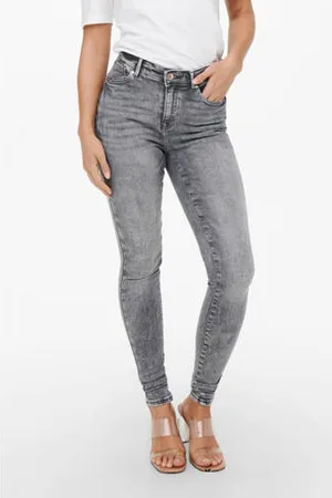 ONLY Mid waist skinny jeans ONLPOWER grijs