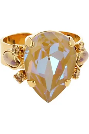 Otazu Gold plated ring met Swarovski Kristallen Orchid