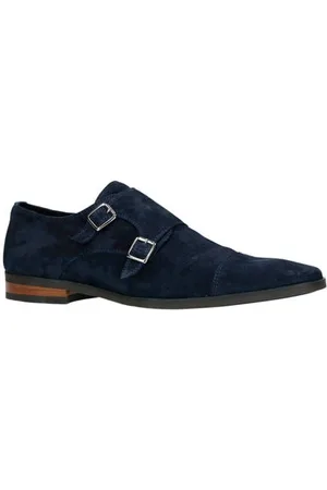 Manfield Suède gespschoenen donkerblauw
