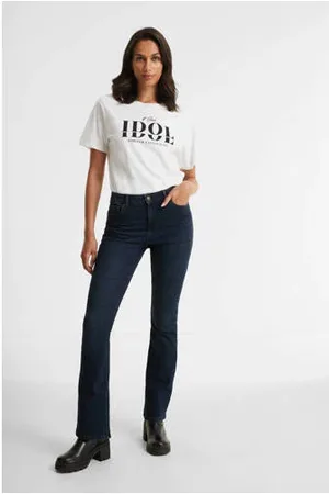 Anytime High waist flared jeans donkerblauw