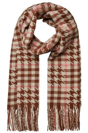 Pieces® Geruite sjaal met franjes PCSELINA