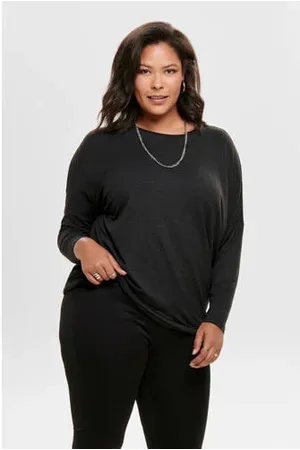 ONLY Gemêleerde loose fit longsleeve CARCARMA zwart