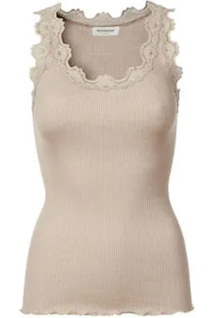 Rosemunde Ribgebreide singlet met zijde