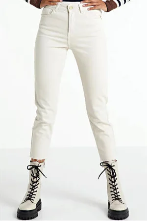 ONLY Cropped high waist straight leg jeans ONLEMILY
