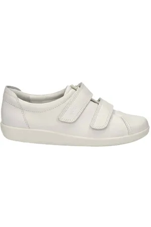 Ecco Comfort Soft 2.0 leren klittenbandschoenen ecru