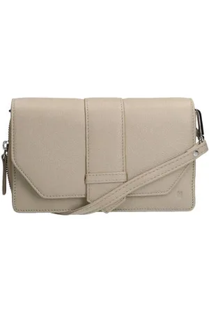 Manfield Leren crossbody tas beige
