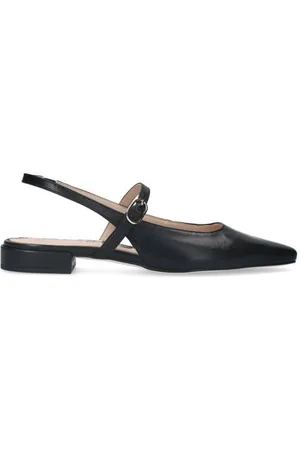 Sacha Leren slingback loafers