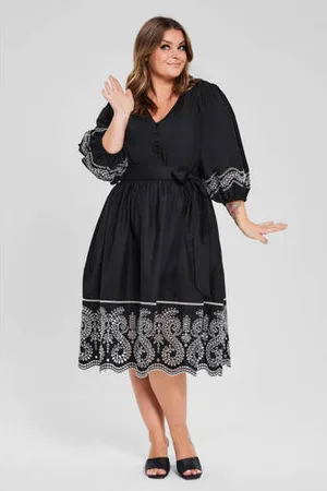 Miljuschka by Wehkamp Midi jurk met broderie