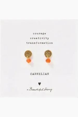 A Beautiful Story Oorbellen Mini Coin Carneool