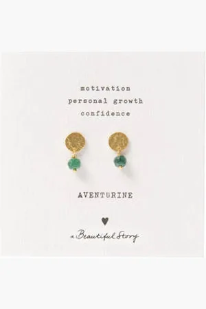 A Beautiful Story Oorbellen Mini Coin Aventurijn