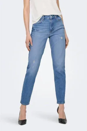 ONLY Cropped high waist straight fit jeans ONLEMILY