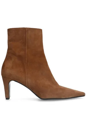 Manfield Suède enkellaarzen cognac