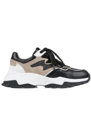 DWRS Chester denim chunky leren sneakers