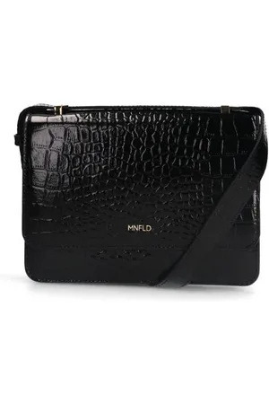 Manfield Leren crossbody tas zwart