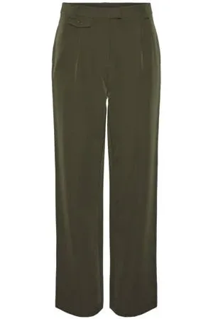 Pieces® High waist straight fit broek groen