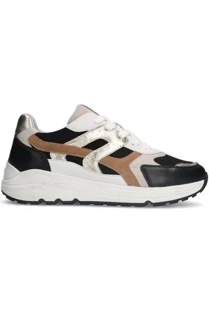 Manfield Leren sneakers /wit/beige