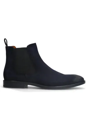 Manfield Suède chelsea boots donkerblauw