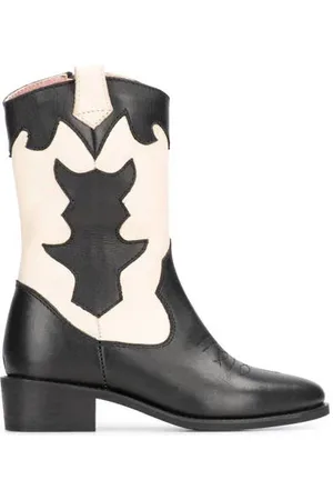 PS Poelman Nolia leren cowboylaarzen zwart/beige