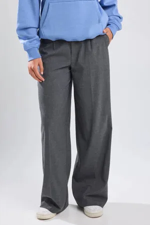 America today Wide leg broek grijs melange