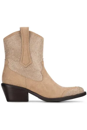 Posh By Poelman Abby beige cowboylaarzen met glitters