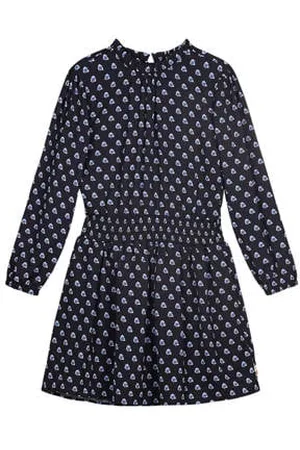 Moodstreet Jurk Dewi met all over print en ruches zwart