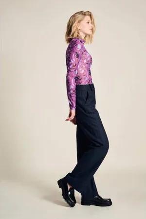 POM Amsterdam Straight fit pantalon met krijtstreep