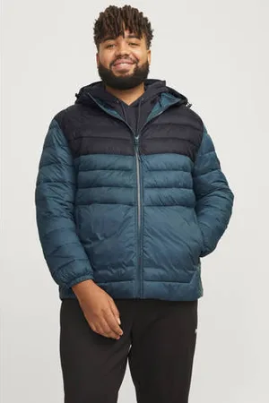 JACK & JONES Quilted gewatteerde jas JJESPRINT Plus Size petrol