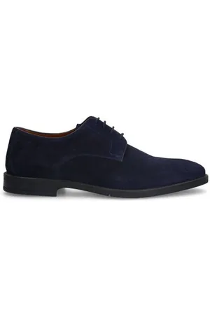 Manfield Suède veterschoenen donkerblauw
