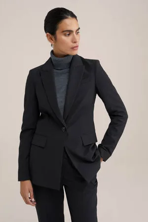 WE Fashion WE STUDIO rechtvallende blazer zwart