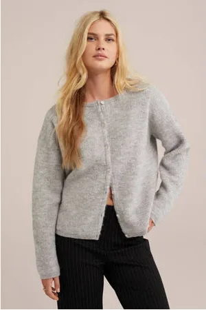 WE Fashion Fijngebreid vest grijs