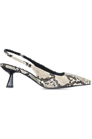 Sacha Slingback pumps met slangenprint beige