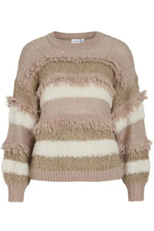 VILA Wollen gebreide trui beige