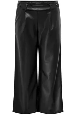 ONLY Imitatieleren wide leg broek CARBINA