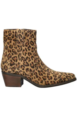 Nelson Suède cowboylaarzen met panterprint beige