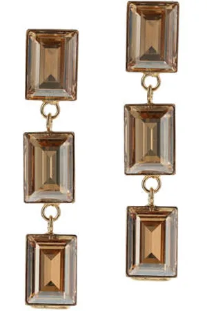 Otazu Gold plated oorbellen met Swarovski Kristallen Triple Mystic