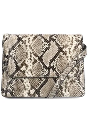 Manfield Crossbody tas met slangenprint beige