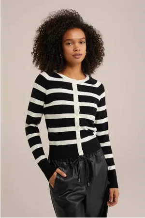 WE Fashion Gebreid vest zwart