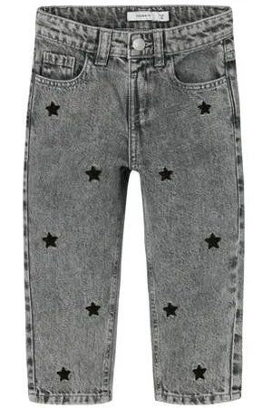 NAME IT MINI loose fit jeans NMFBELLA met sterren Medium grey denim