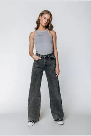 Colourful rebel High waist wide leg jeans Gaias High Rise dark blue denim