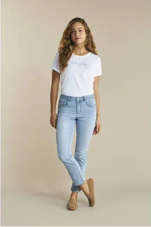 Red Button High waist straight leg jeans Kate