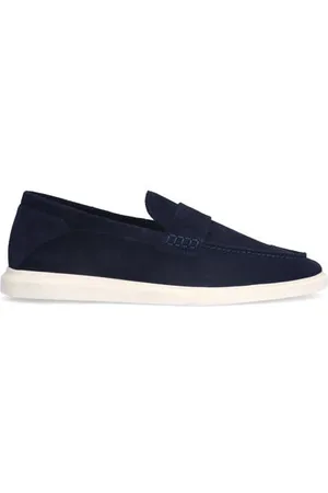 Manfield Suède loafers donkerblauw